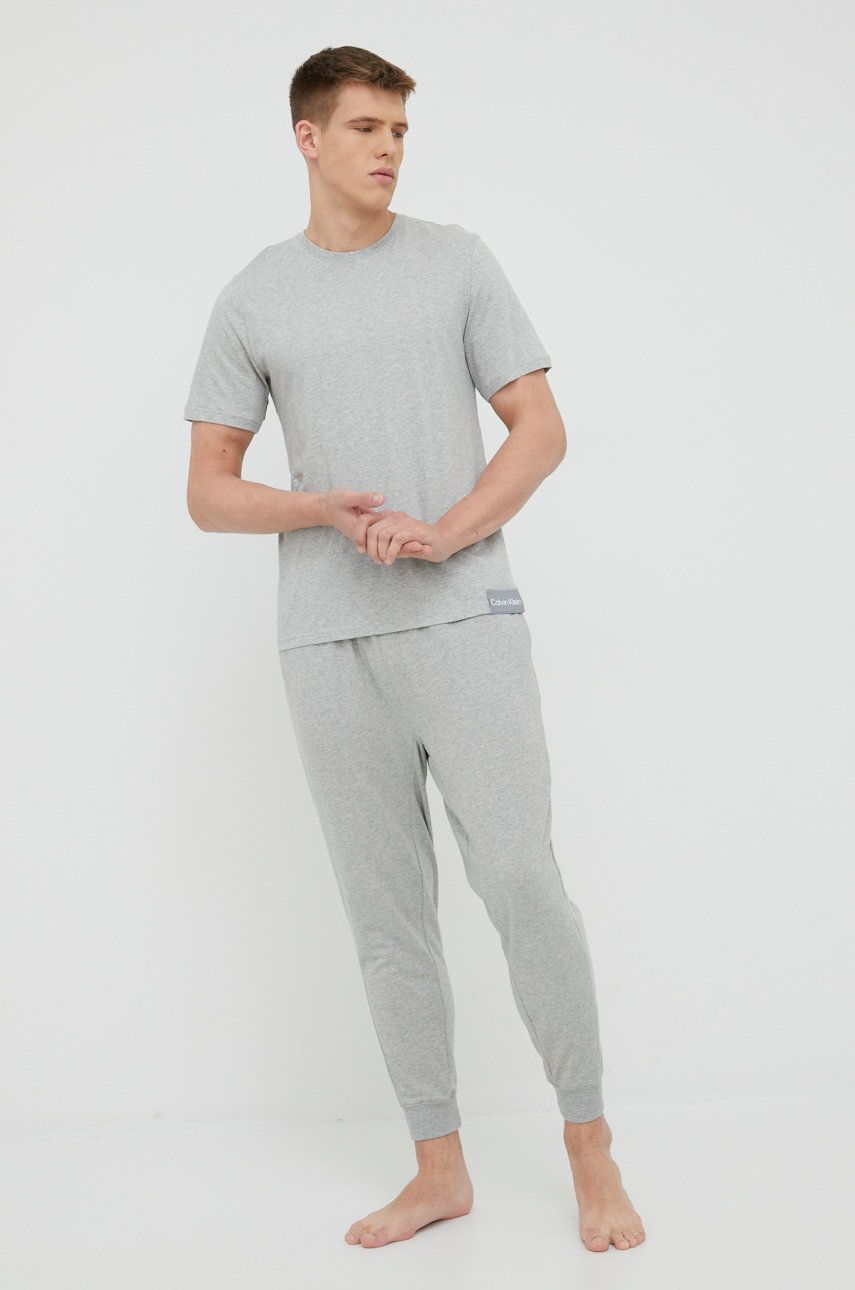 Pyžamové kalhoty Calvin Klein Underwear pánské, šedá barva, hladká - šedá -  58% Bavlna