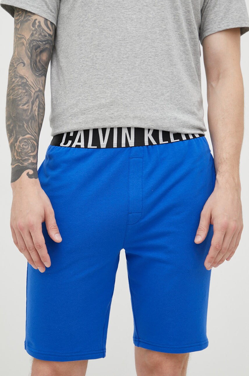 

Късо долнище на пижама Calvin Klein Underwear мъжко с изчистен дизайн, Син