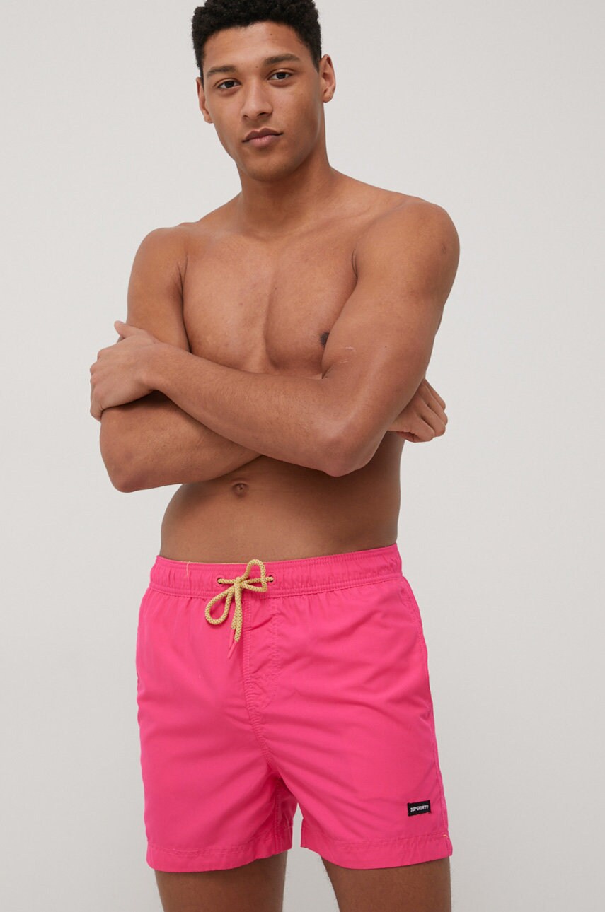 Superdry pantaloni scurti de baie culoarea roz