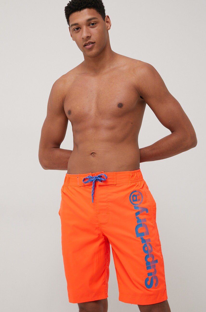 Superdry pantaloni scurti de baie culoarea portocaliu