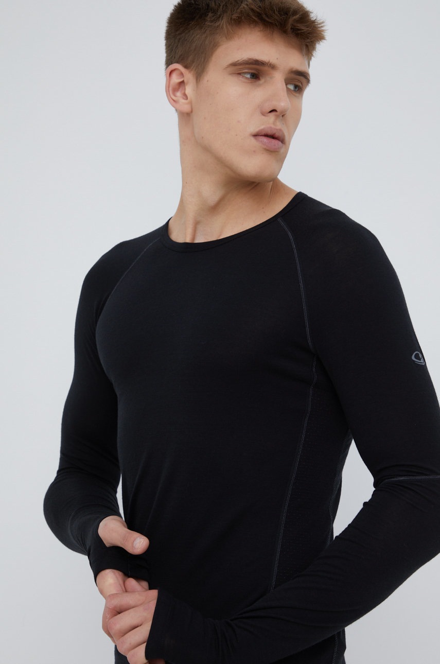 Icebreaker longsleeve funcțional 150 Zone Crewe culoarea negru Icebreaker longsleeve funcțional 150 Zone Crewe culoarea negru answear.ro
