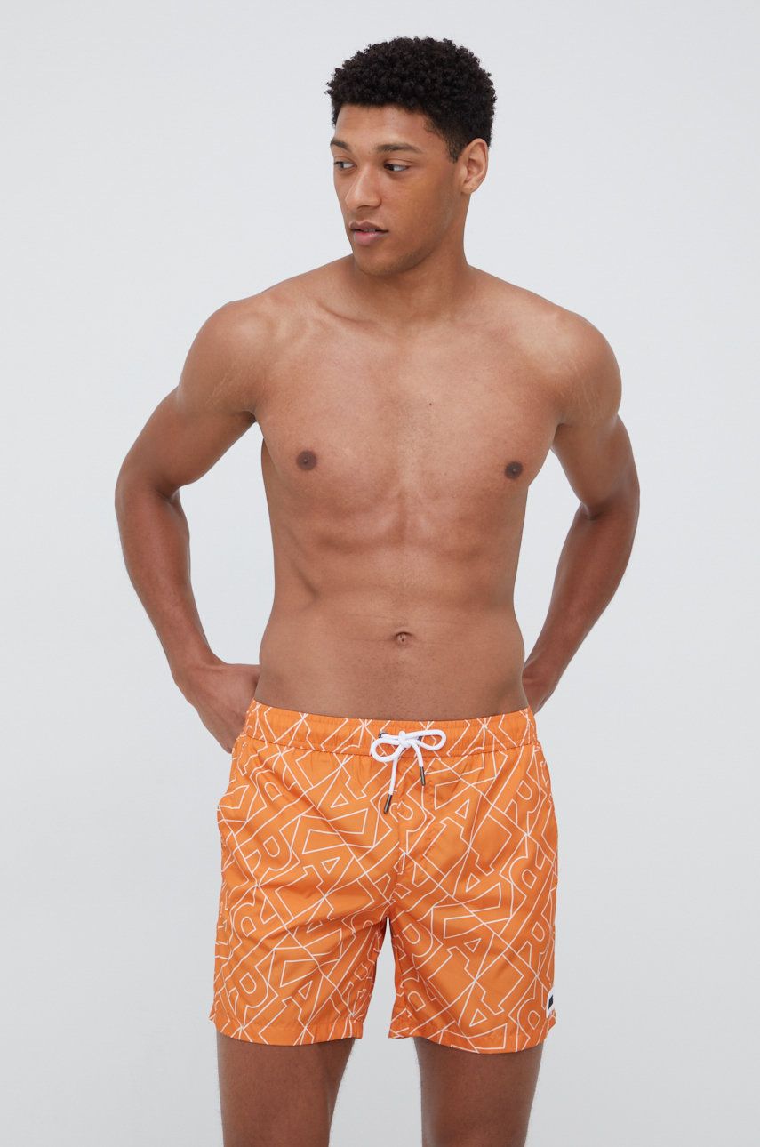 Karl Lagerfeld pantaloni scurti de baie culoarea portocaliu answear.ro