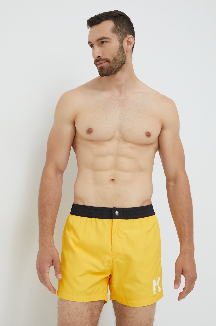 Karl Lagerfeld pantaloni scurti de baie culoarea galben Karl Lagerfeld pantaloni scurti de baie culoarea galben answear.ro