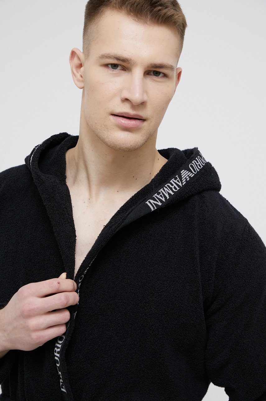 

Хлопковый халат Emporio Armani Underwear цвет чёрный