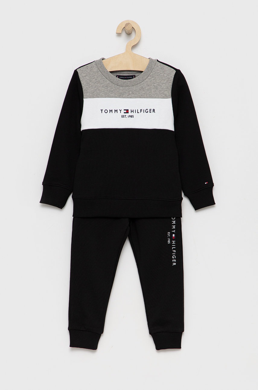

Детски памучен анцуг Tommy Hilfiger в черно, Черен