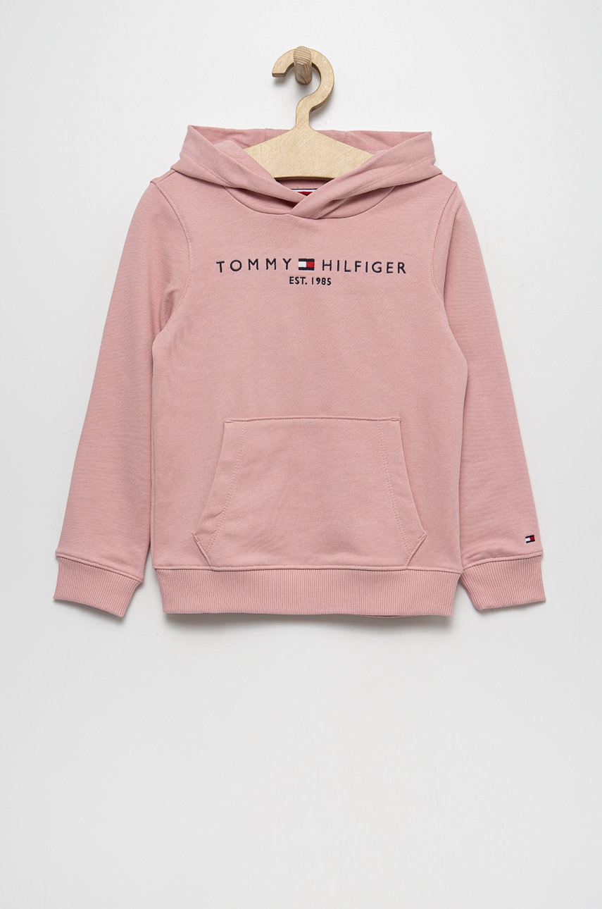

Детски памучен суичър Tommy Hilfiger в розово с апликация, Розов
