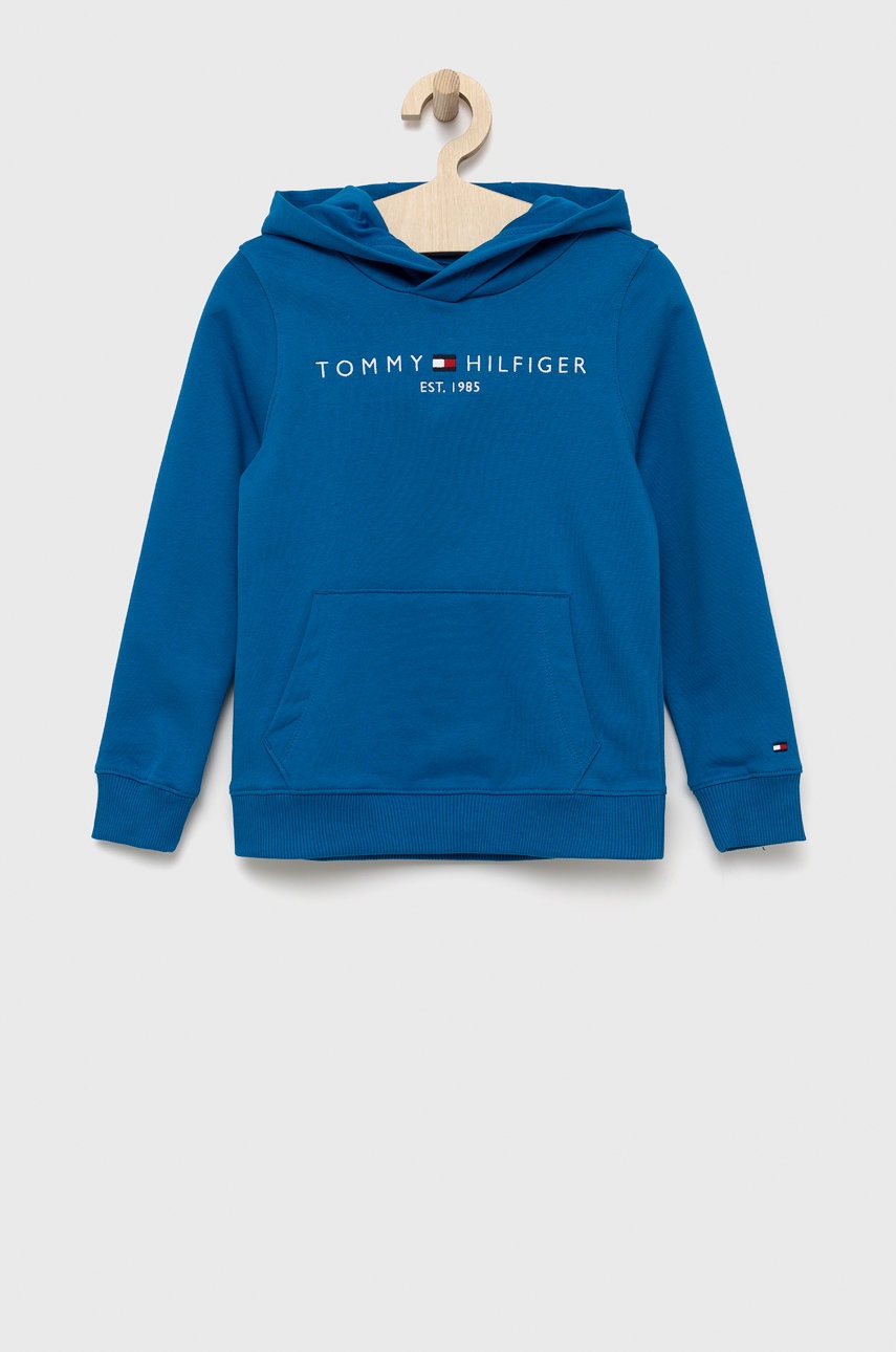 

Детски памучен суичър Tommy Hilfiger с апликация, Син