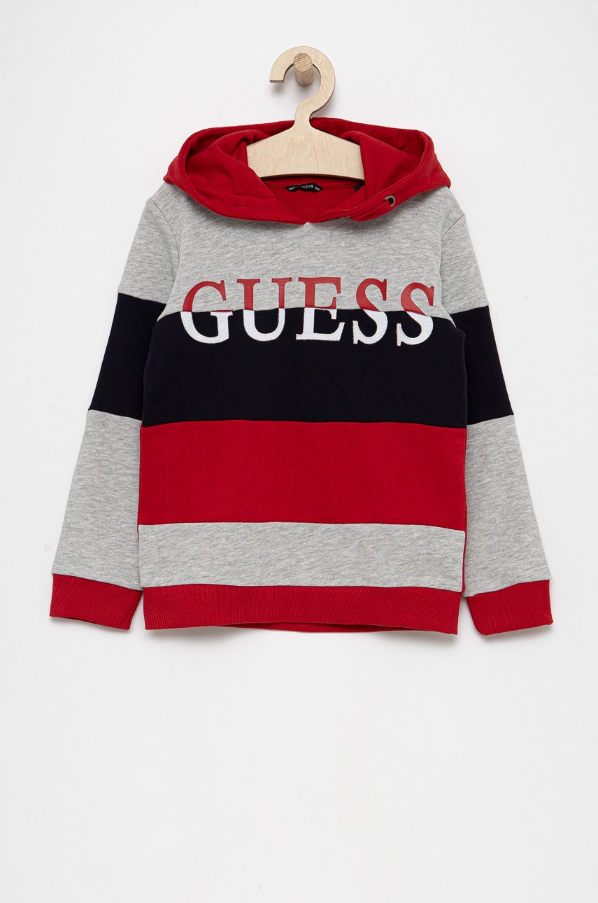 

Дитяча бавовняна кофта Guess колір червоний з аплікацією