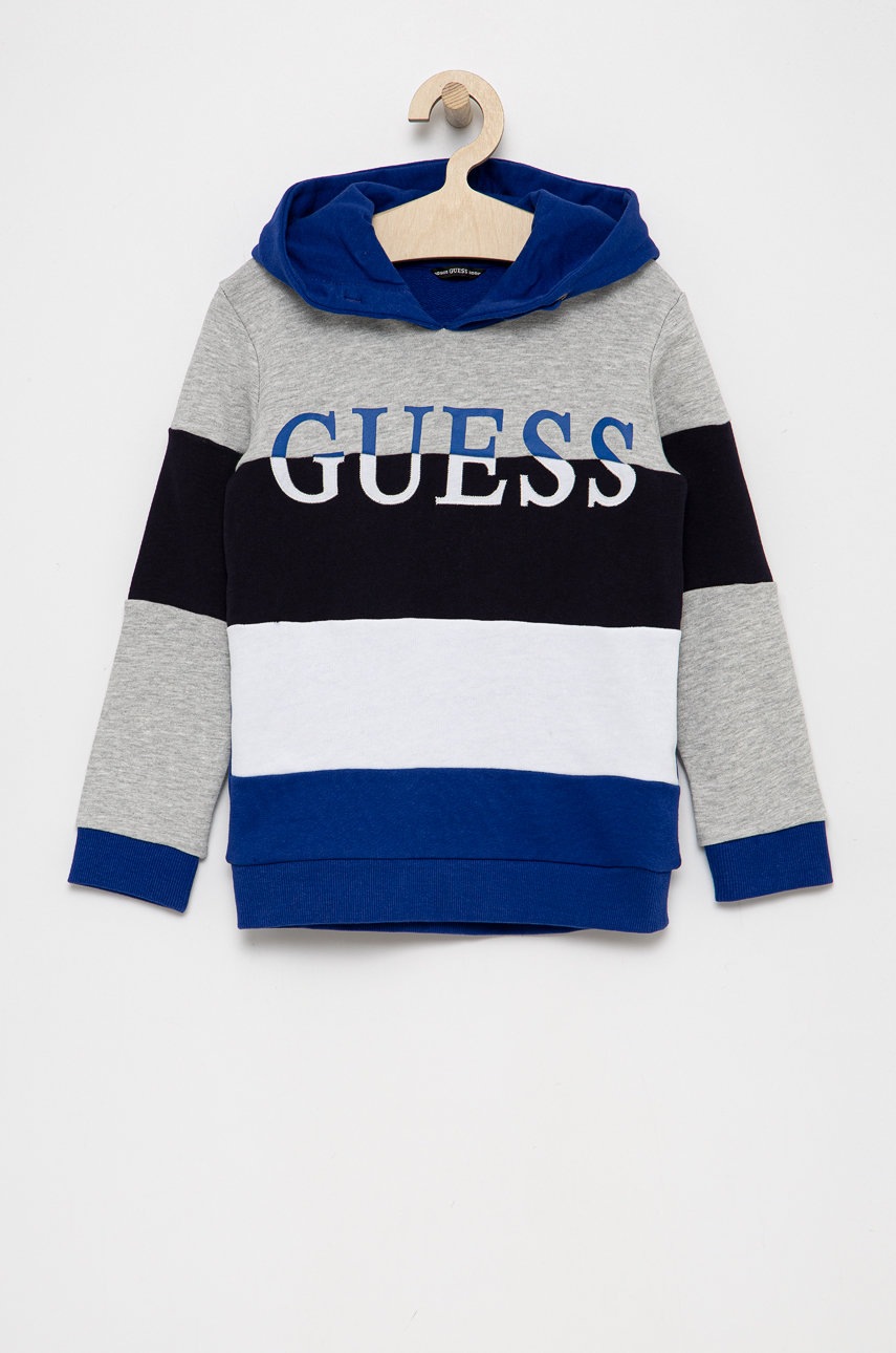 

Детски памучен суичър Guess с апликация, Син