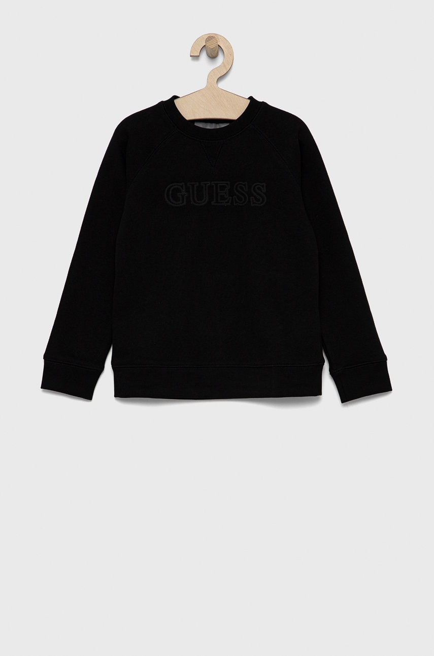 

Детски суичър Guess в черно с изчистен дизайн, Черен