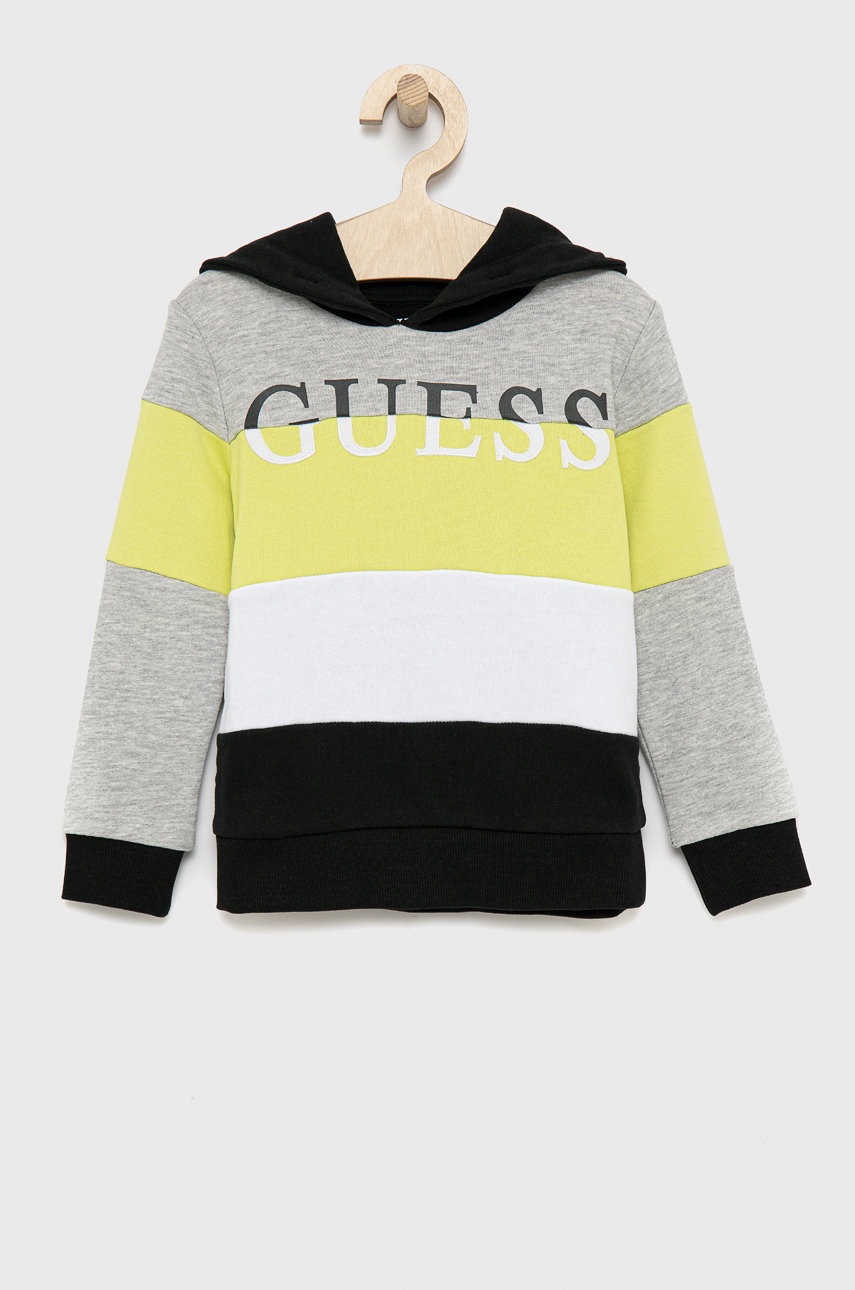

Детски суичър Guess в сиво с десен, Сив