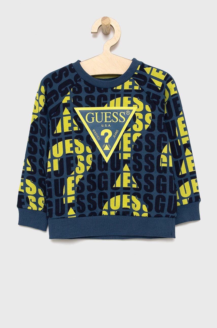 

Детски суичър Guess с десен, Син