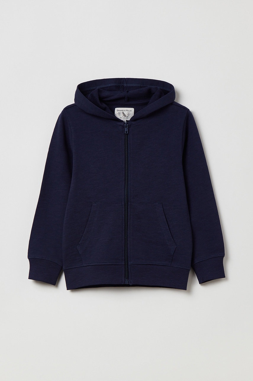 

Детски памучен суичър OVS в тъмносиньо с изчистен дизайн, Тъмносин