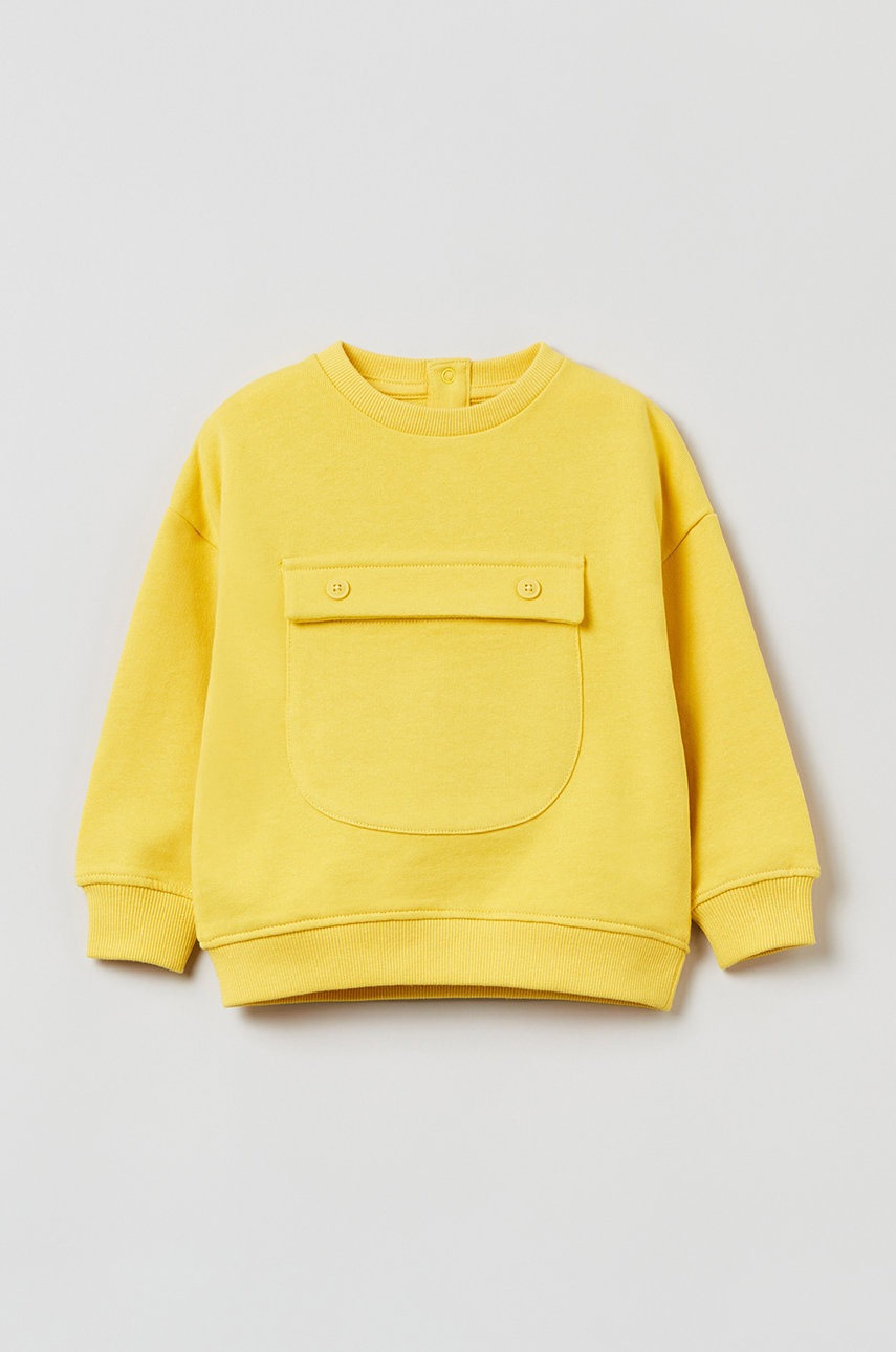 

Детски памучен суичър OVS в жълто с изчистен дизайн, Жълт
