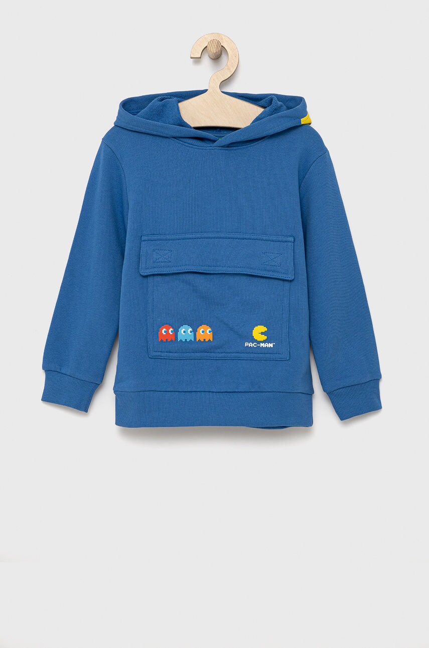 

Детски памучен суичър United Colors of Benetton с принт, Син