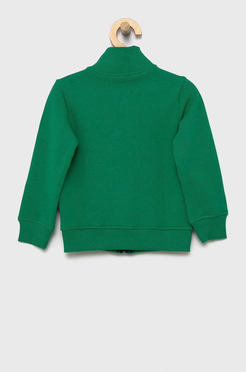 

Дитяча бавовняна кофта United Colors of Benetton колір зелений з аплікацією