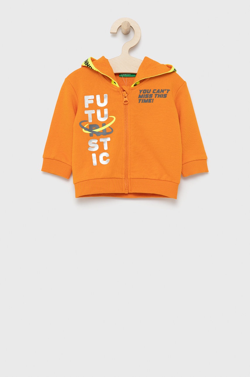 

Дитяча бавовняна кофта United Colors of Benetton колір помаранчевий з принтом