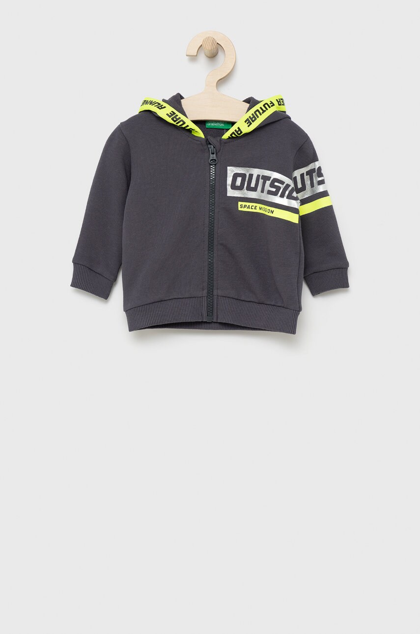 

Дитяча бавовняна кофта United Colors of Benetton колір сірий з принтом