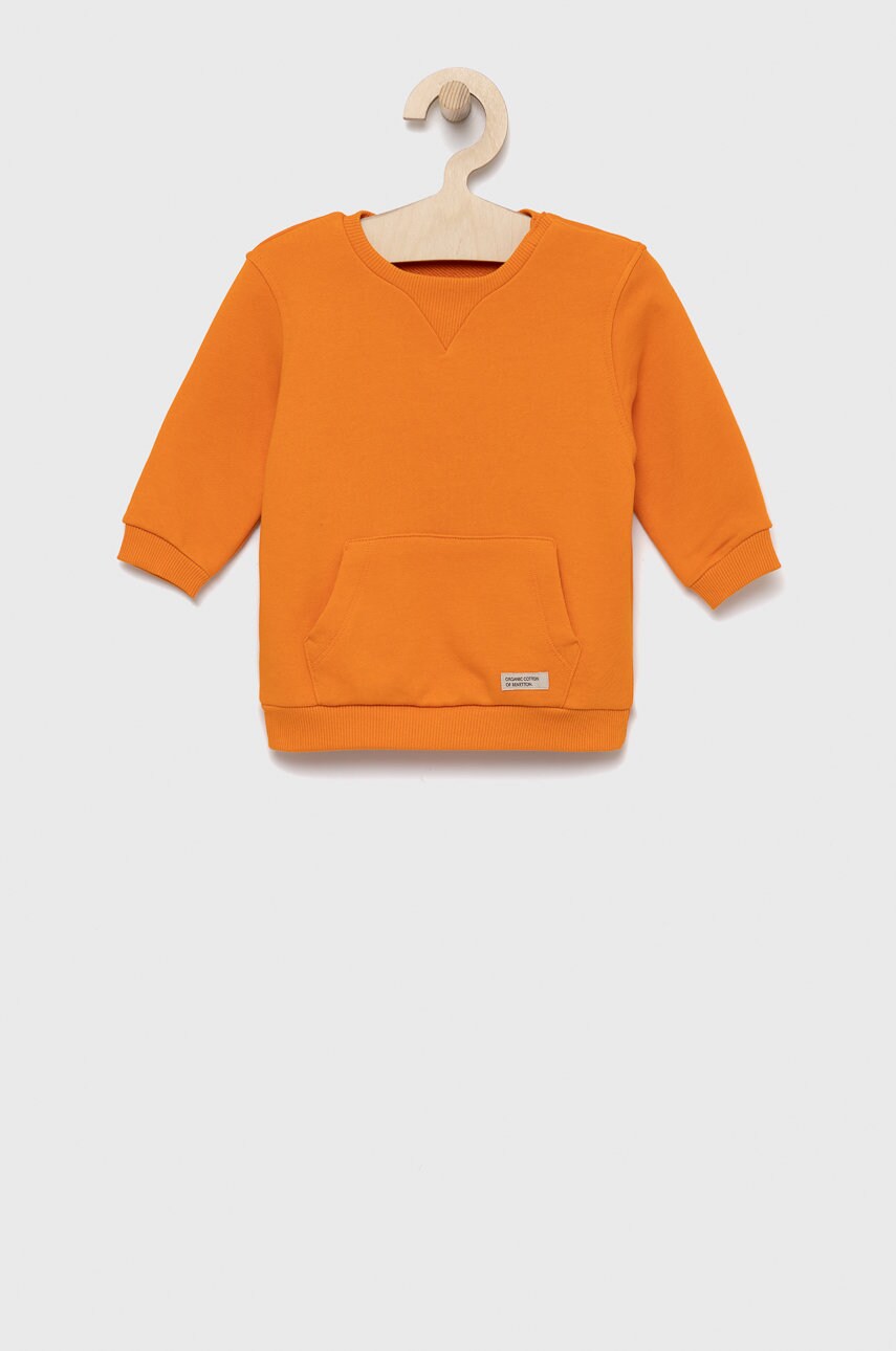 

Детская хлопковая кофта United Colors of Benetton цвет оранжевый однотонная