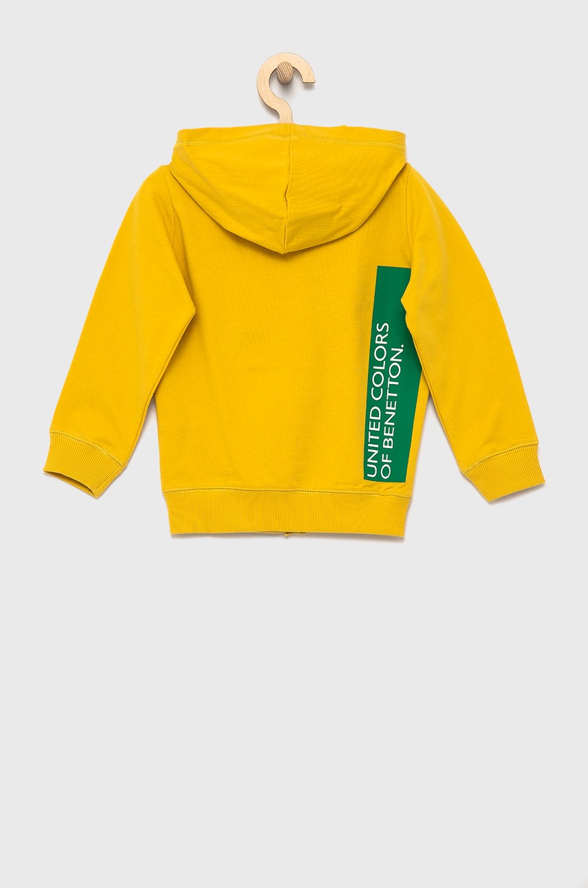 

Дитяча бавовняна кофта United Colors of Benetton колір жовтий однотонна