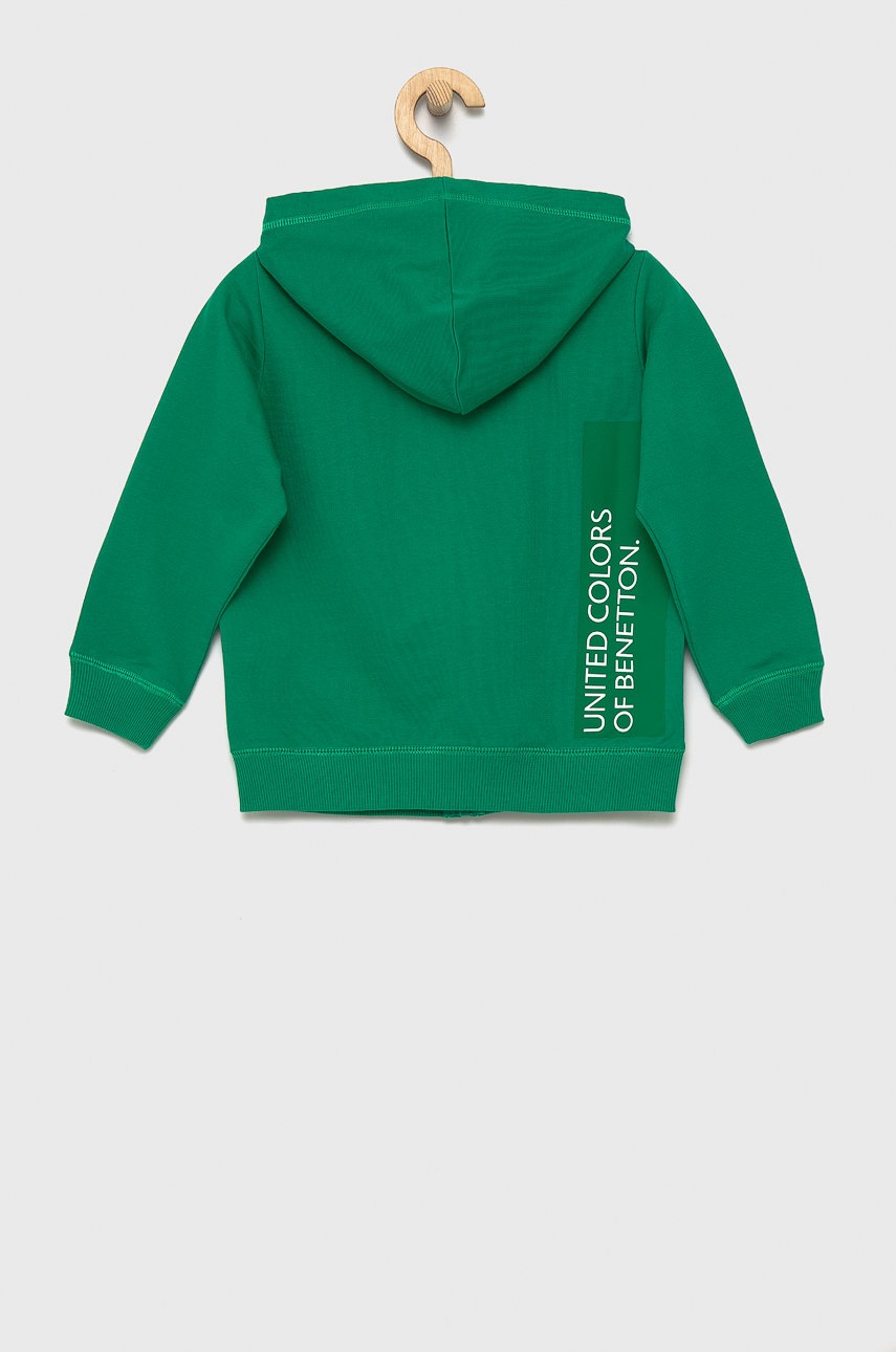 

Дитяча бавовняна кофта United Colors of Benetton колір зелений однотонна