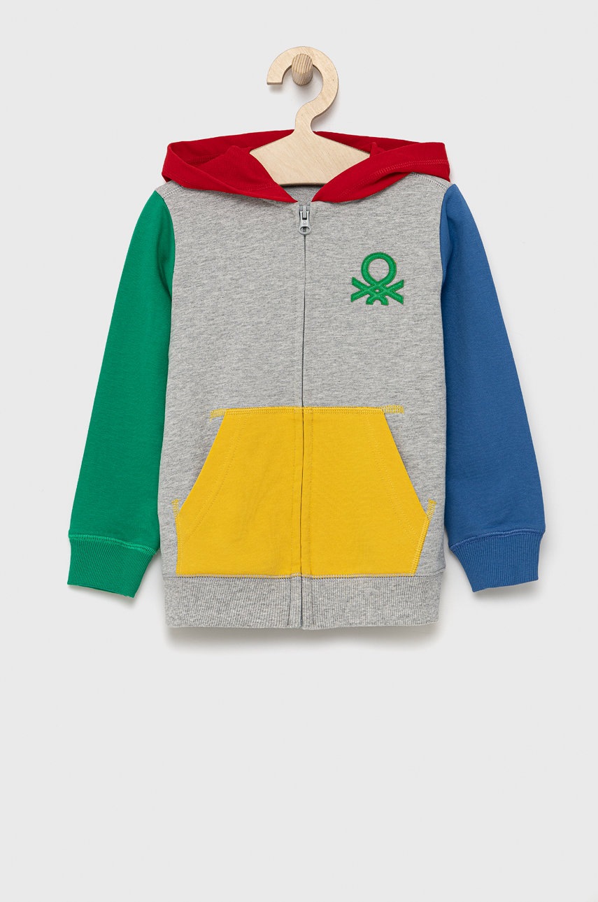 

Детски памучен суичър United Colors of Benetton с изчистен дизайн, Многоцветен