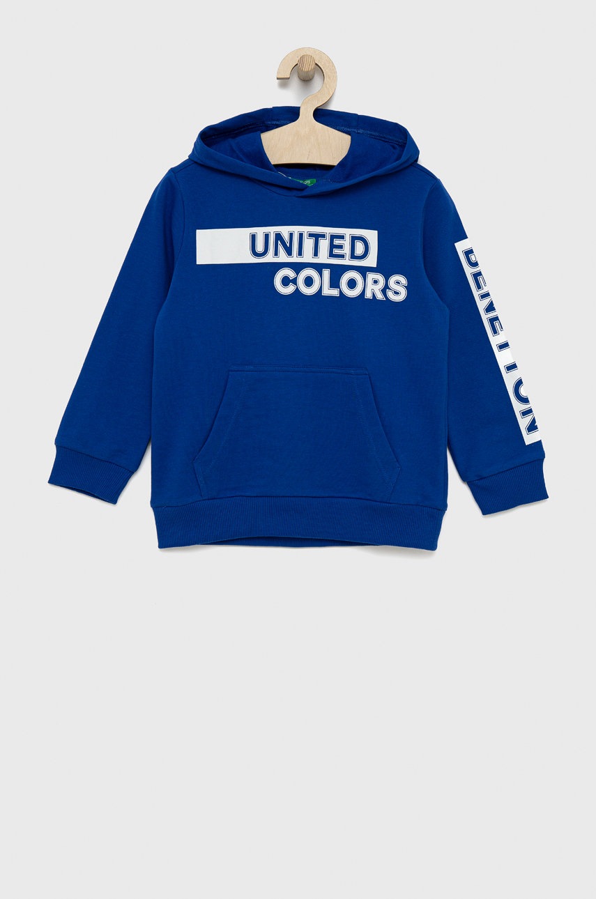 

Детски памучен суичър United Colors of Benetton с принт, Син