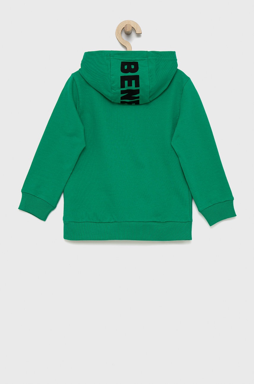 

Детская хлопковая кофта United Colors of Benetton цвет зелёный с принтом
