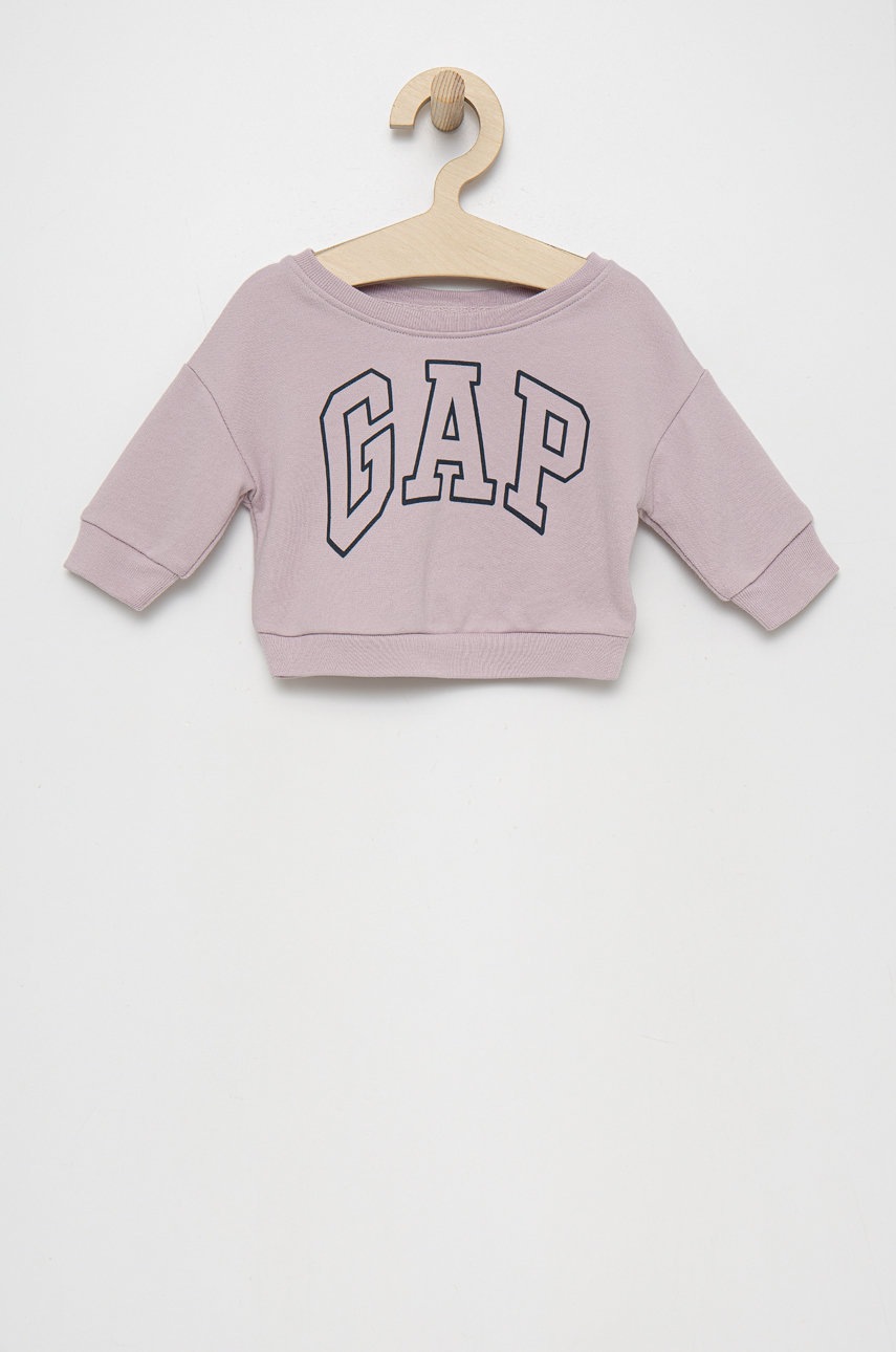 

Детски суичър GAP в лилаво с принт, Розов