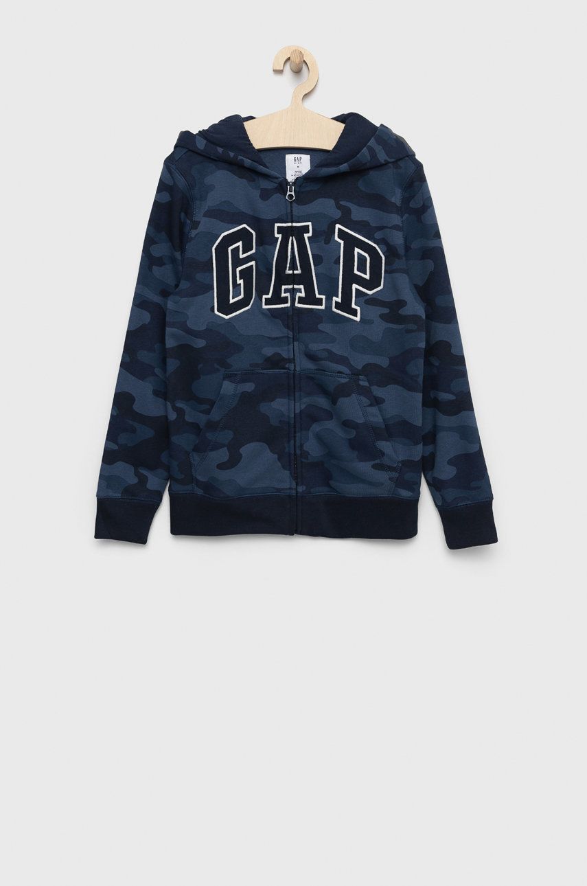 Gap GAP bluza dziecięca kolor granatowy z kapturem z aplikacją