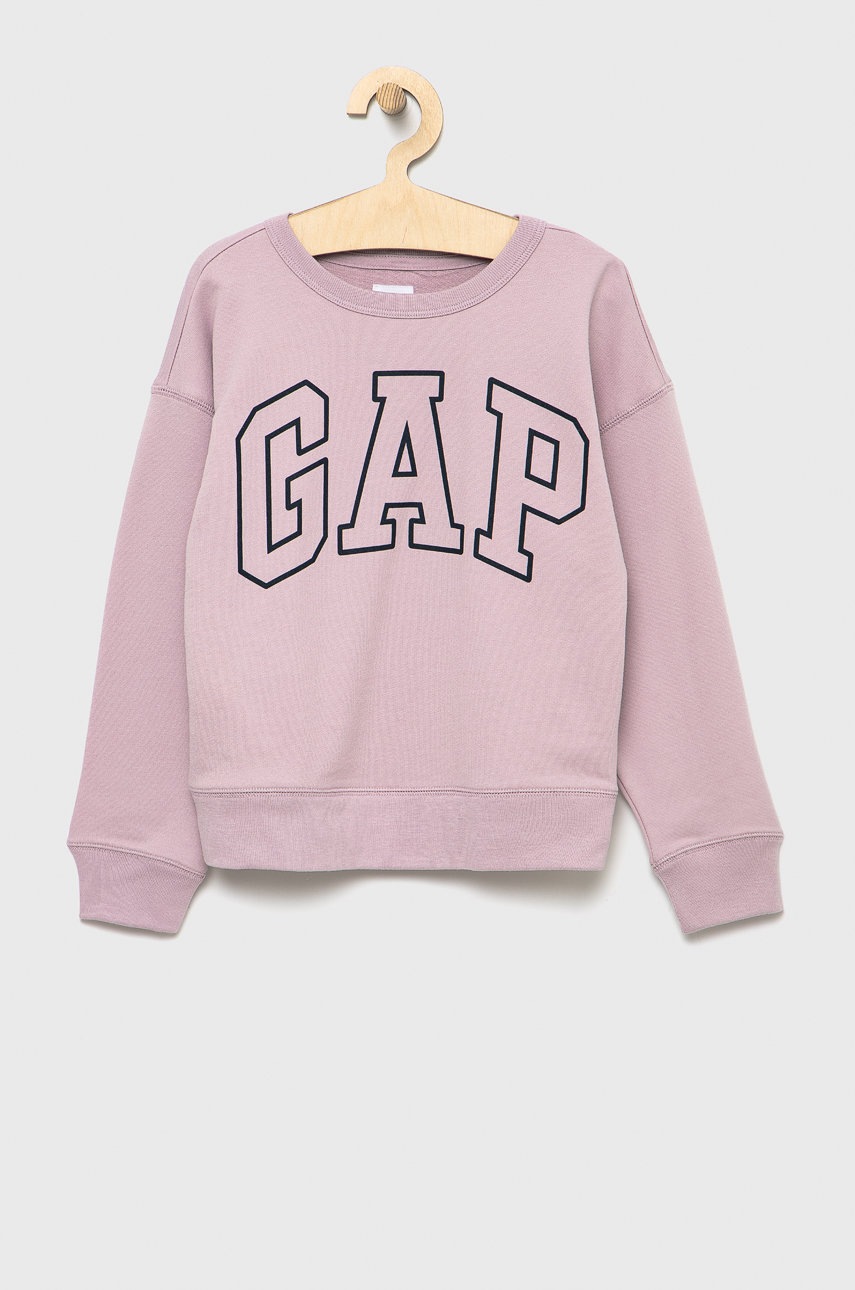 

Детски суичър GAP в лилаво с принт, Виолетов