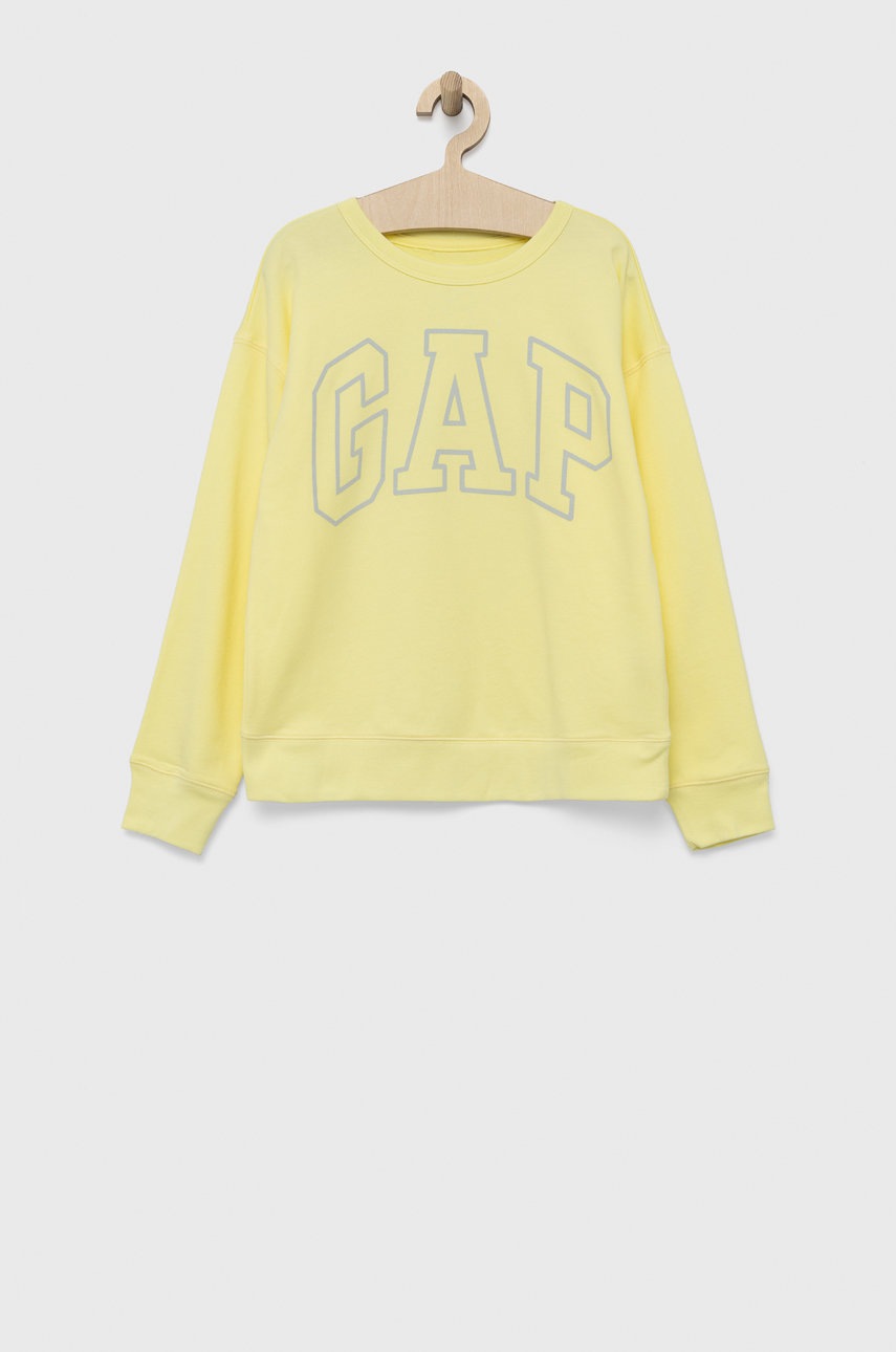 

Детски суичър GAP в жълто с принт, Жълт