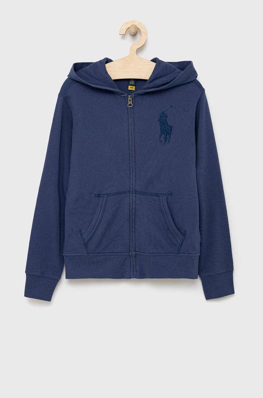 

Детски памучен суичър Polo Ralph Lauren в тъмносиньо с апликация, Тъмносин