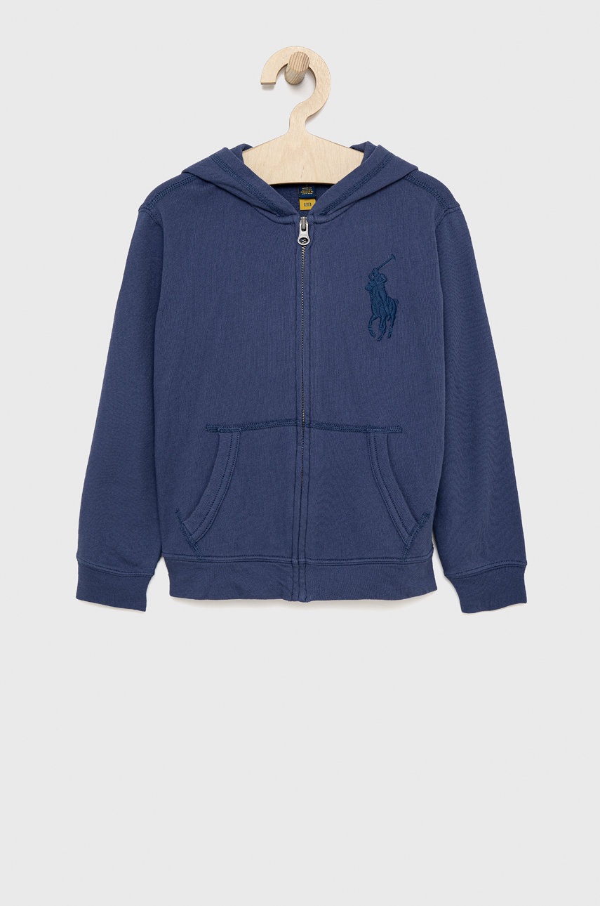 

Детски памучен суичър Polo Ralph Lauren в тъмносиньо с изчистен дизайн, Тъмносин