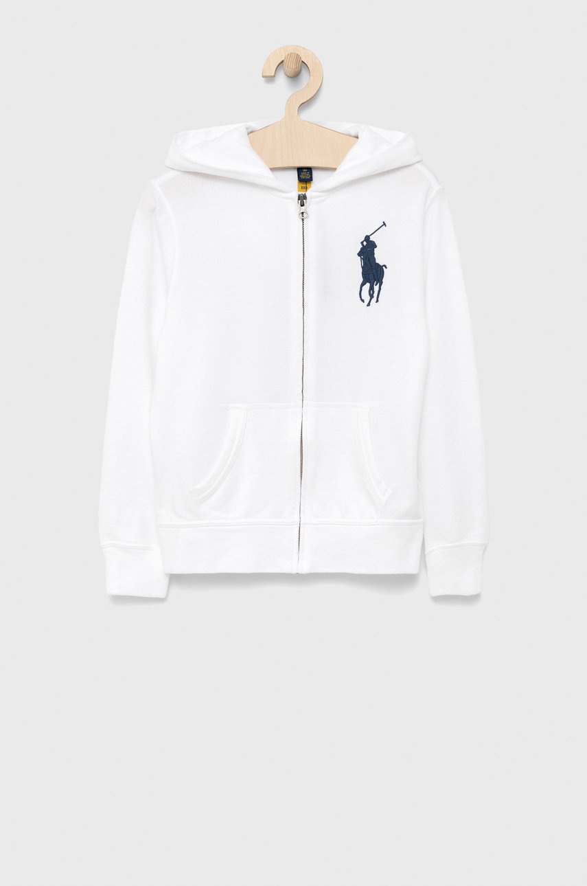 

Детски суичър Polo Ralph Lauren в бяло с апликация, Бял