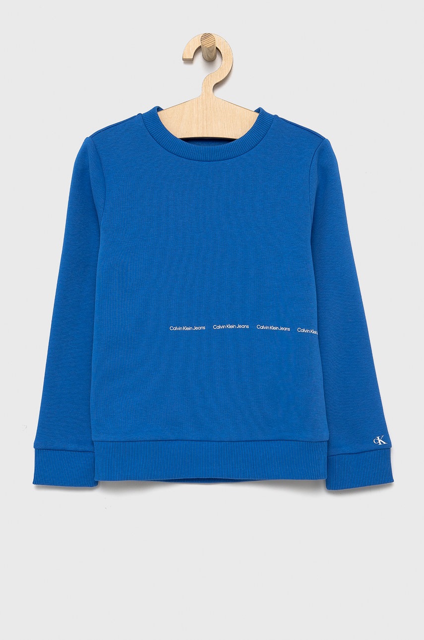 

Детски суичър Calvin Klein Jeans с принт, Син
