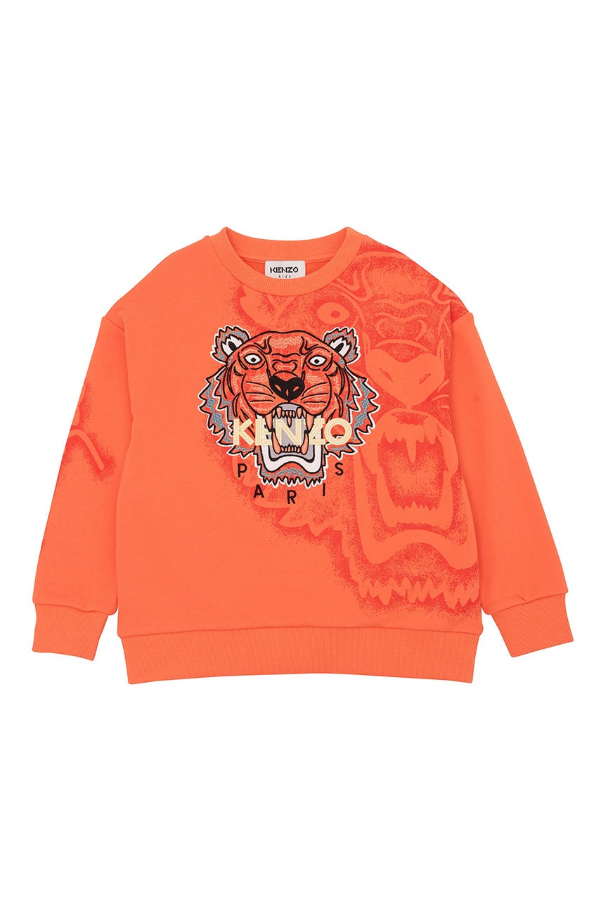 

Детски суичър Kenzo Kids в оранжево с принт, Оранжев
