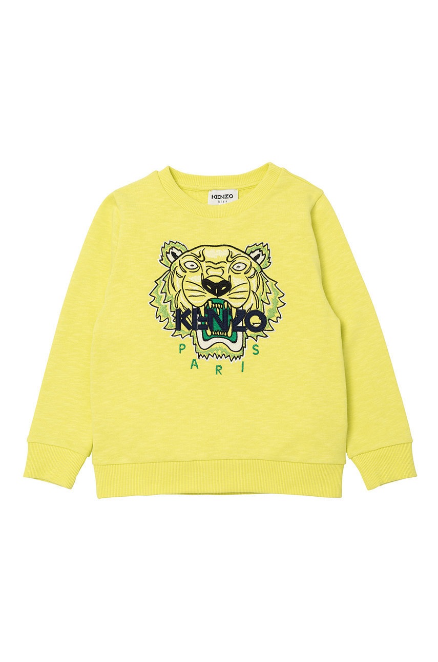 

Детски памучен суичър Kenzo Kids в зелено с принт, Зелен