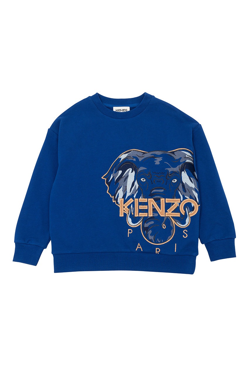 

Детски памучен суичър Kenzo Kids с апликация, Син