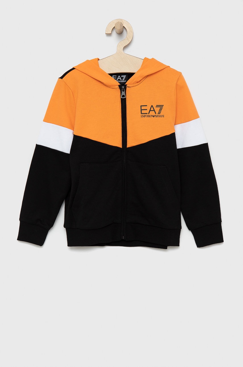 

Детски памучен суичър EA7 Emporio Armani в черно с принт, Черен