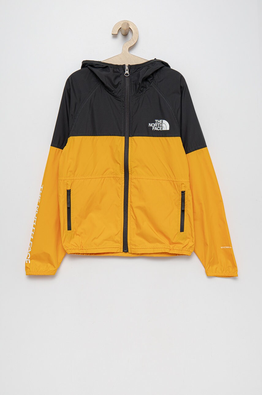 The North Face geaca copii culoarea galben
