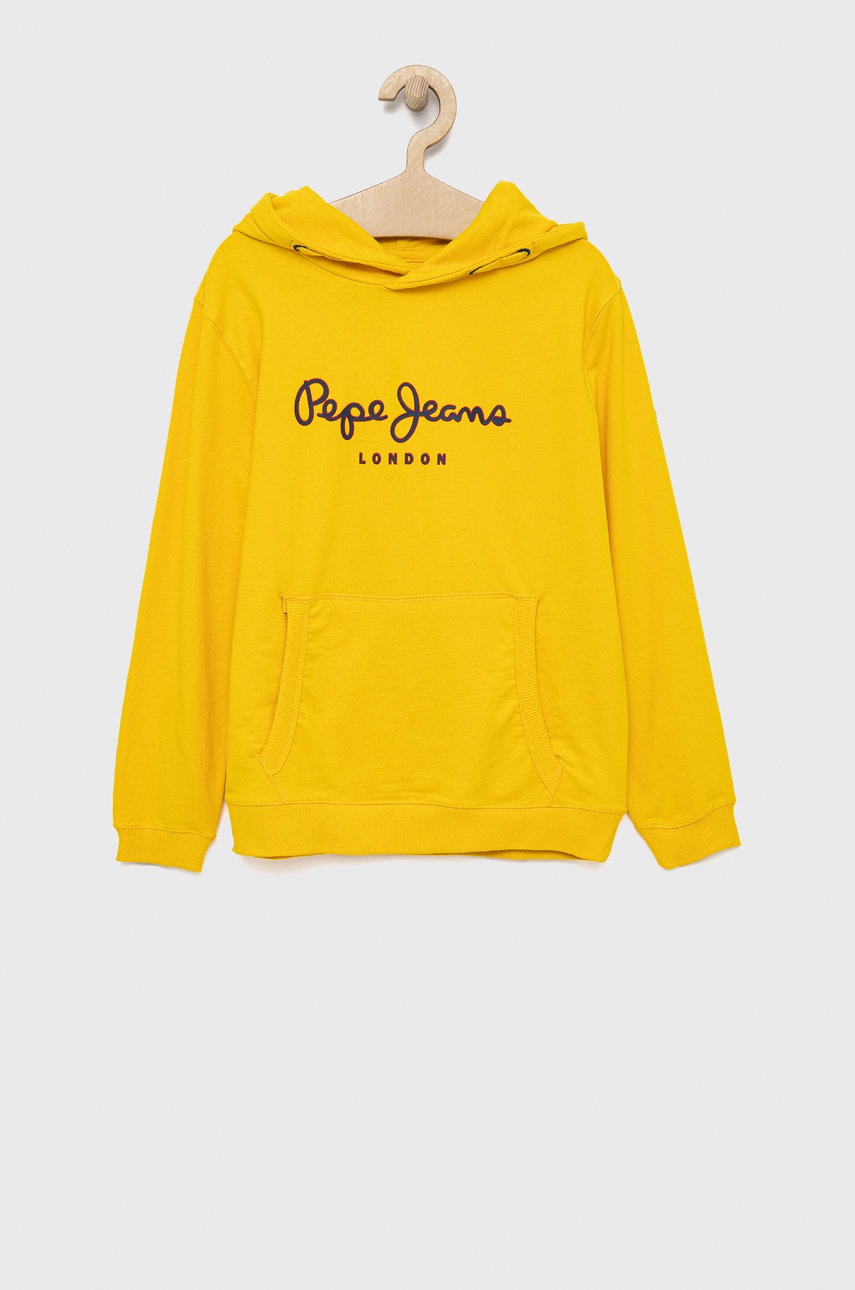 

Памучен суичър Pepe Jeans в жълто с принт, Жълт