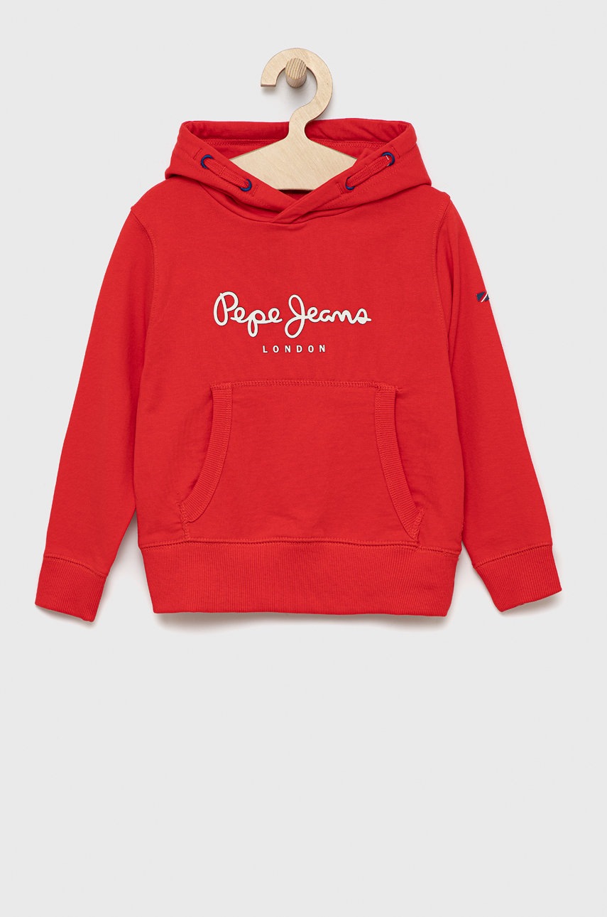 

Детски памучен суичър Pepe Jeans в червено с принт, Червен