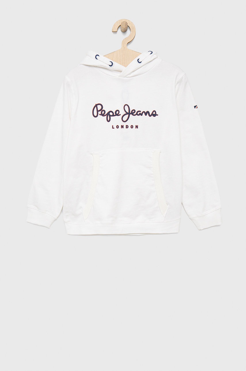 

Детская хлопковая кофта Pepe Jeans цвет белый с принтом