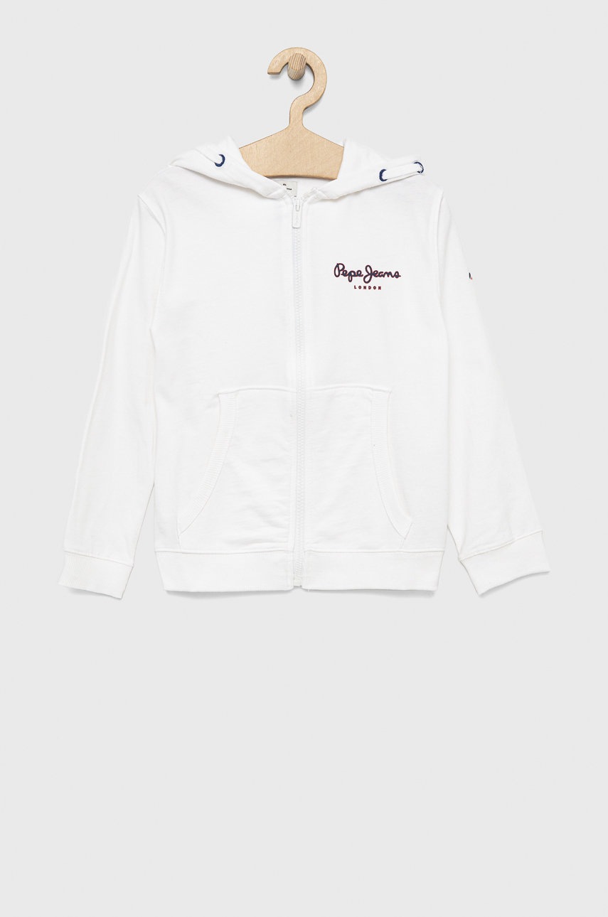 

Детски памучен суичър Pepe Jeans в бяло с принт, Бял