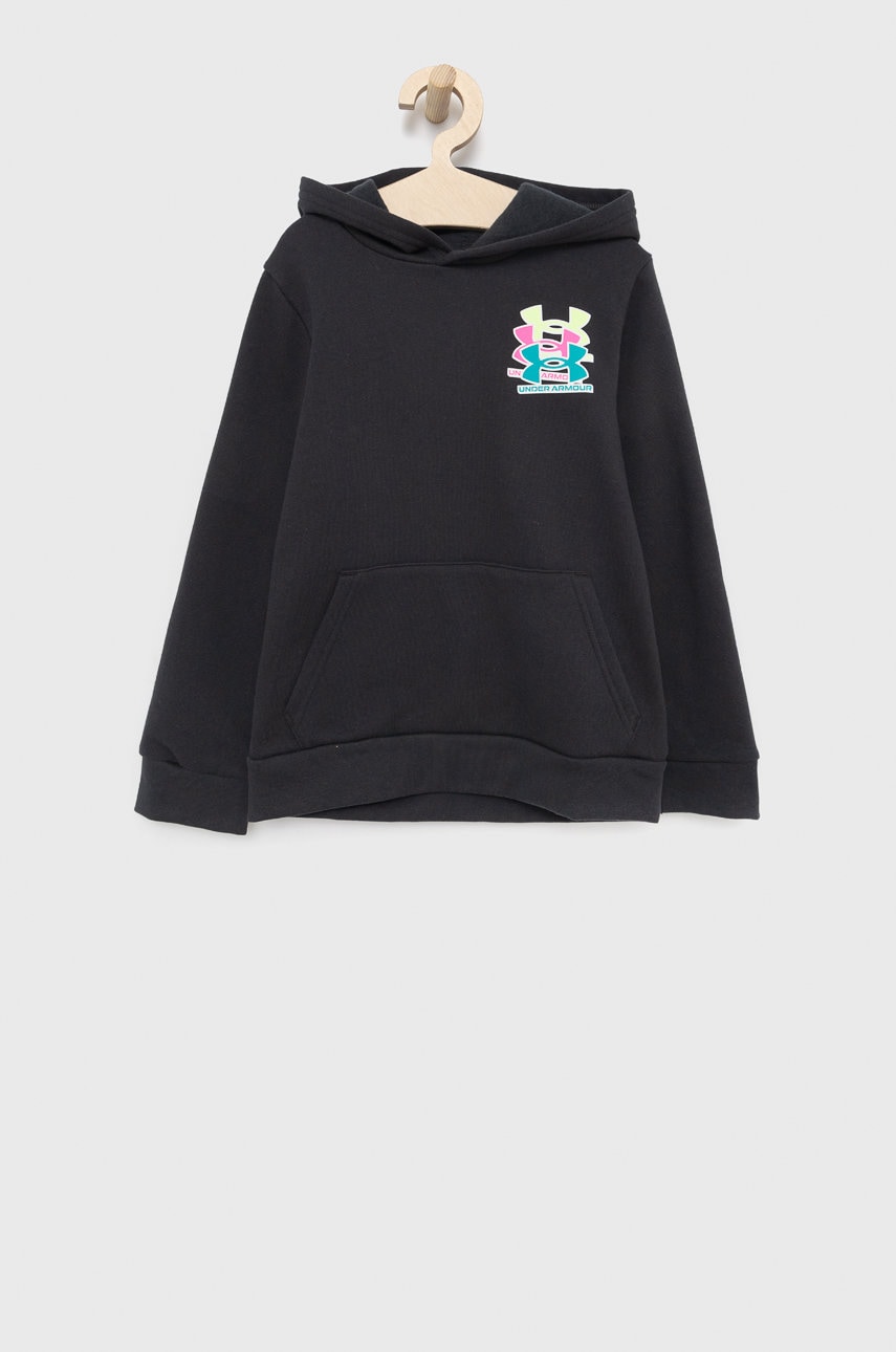 Under Armour bluza copii 1370203 culoarea negru, cu imprimeu