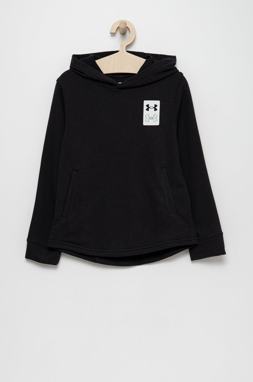 Under Armour bluza copii 1370206 culoarea negru, cu imprimeu