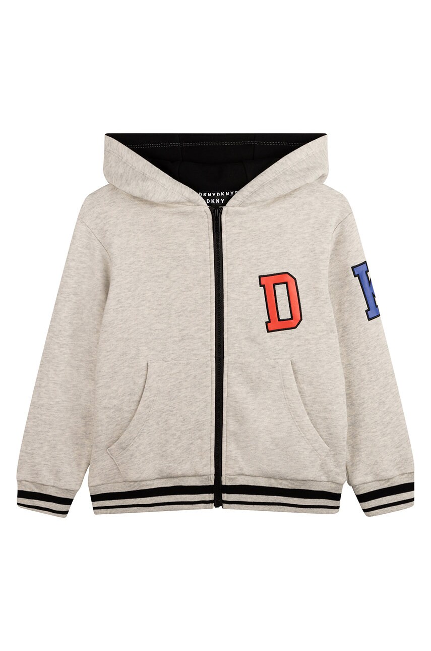 

Дитяча бавовняна кофта Dkny колір бежевий з аплікацією