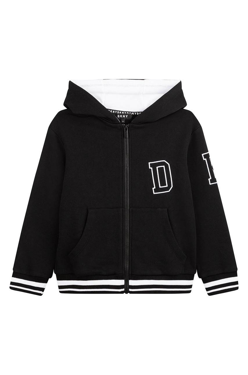 

Детская хлопковая кофта Dkny цвет чёрный с аппликацией