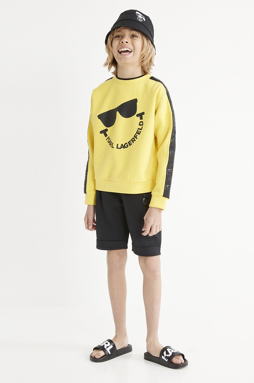 Karl Lagerfeld bluza copii culoarea galben, cu imprimeu 2022 ❤️ Pret Super answear imagine noua 2022